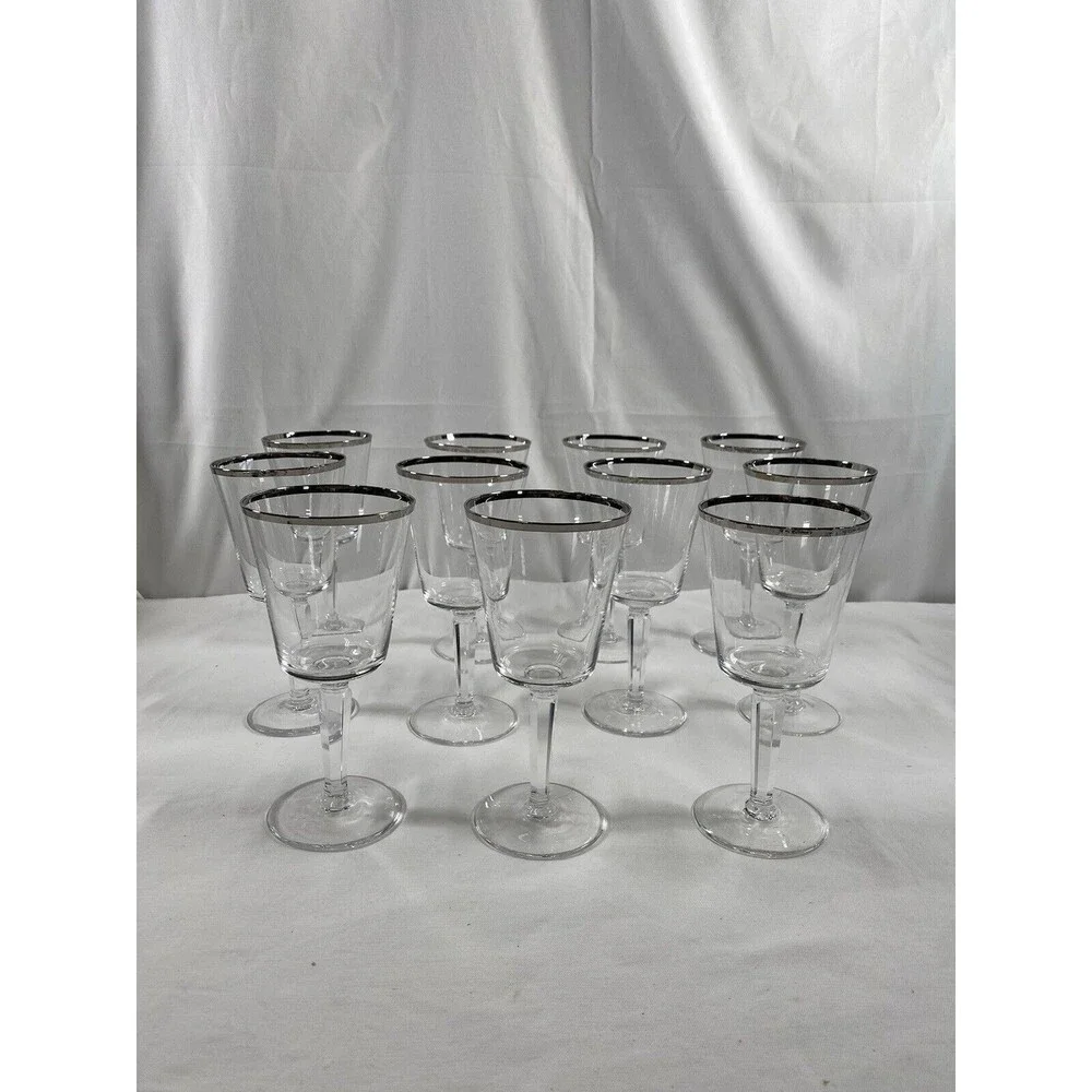 Lot of 5 Lenox Solitaire Platinum Wine Glass Water Goblet Crystal #681 READ